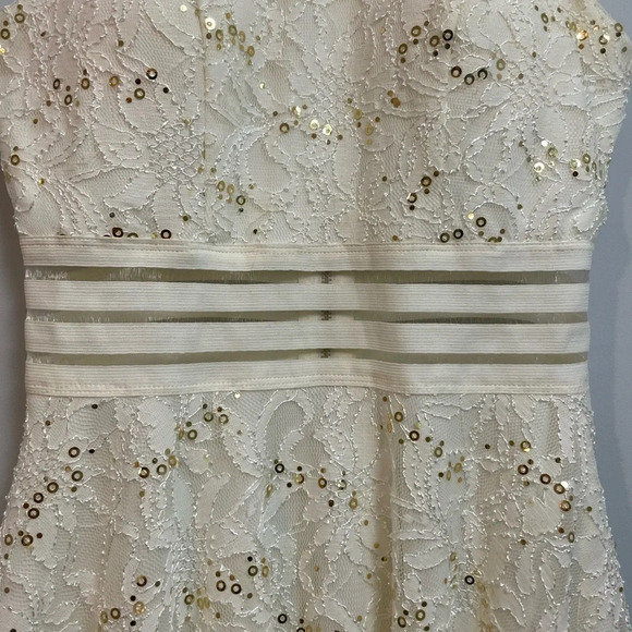 Jodi Kristopher Lace white dress with sequins 3 - Picture 4 of 12